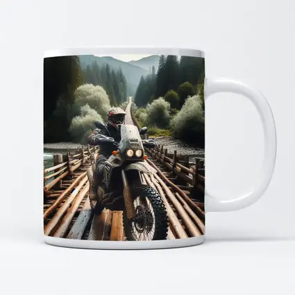 Adventure Dual Sport Bike Wooden Bridge Forest