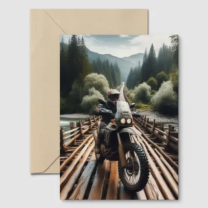 Adventure Dual Sport Bike Wooden Bridge Forest