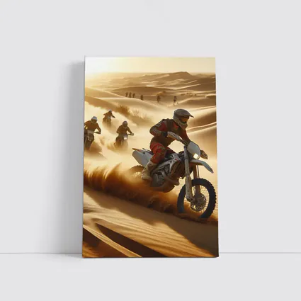 Motocross Riders Racing Through Desert Sand Dunes