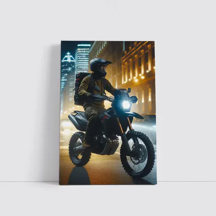 Adventure Motorcycle Rider City Night Streets