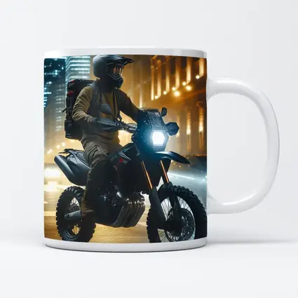 Adventure Motorcycle Rider City Night Streets