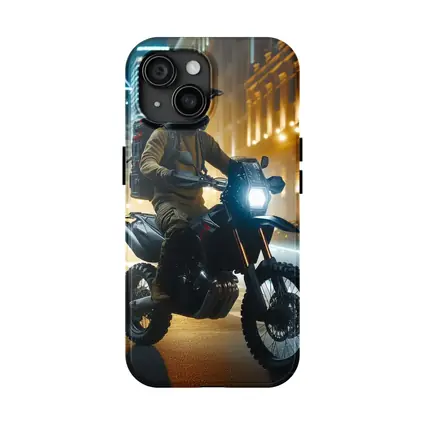 Adventure Motorcycle Rider City Night Streets