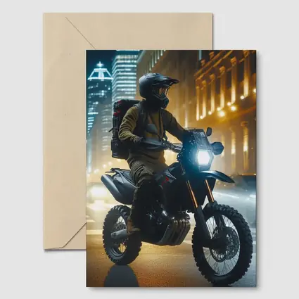 Adventure Motorcycle Rider City Night Streets
