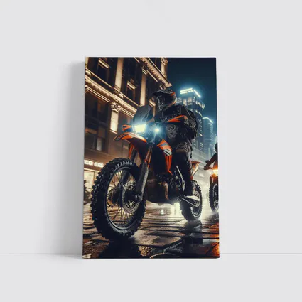 Dirt Bike Rider Night City Street