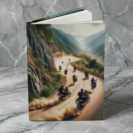 Adventure Motorcycles Riding Dusty Mountain Road