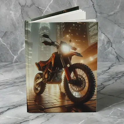 Orange Dual Sport Bike Glowing City Night