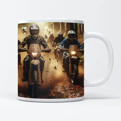 Motocross Riders Racing Through Muddy Forest Trail