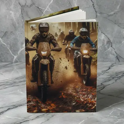 Motocross Riders Racing Through Muddy Forest Trail