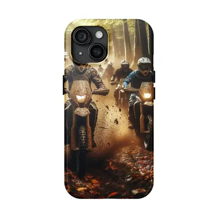 Motocross Riders Racing Through Muddy Forest Trail
