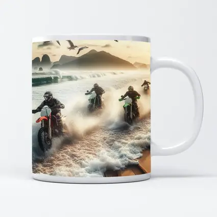 Dirt Bikes Racing Through Ocean Beach Waves