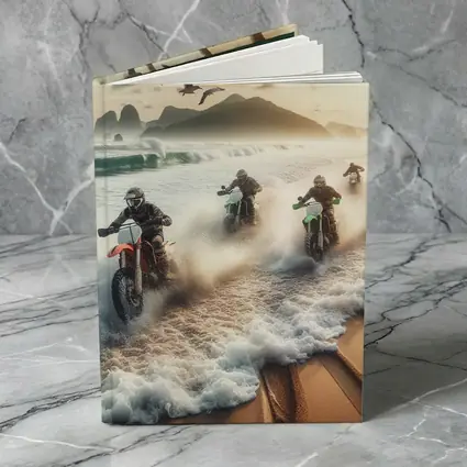 Dirt Bikes Racing Through Ocean Beach Waves