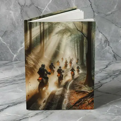 Dirt Bikes Racing Through Misty Forest Trail