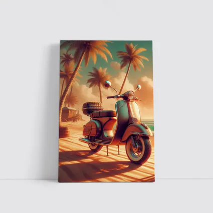 Vintage Scooter Tropical Beach Palm Trees