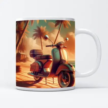 Vintage Scooter Tropical Beach Palm Trees
