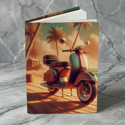 Vintage Scooter Tropical Beach Palm Trees