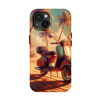 Vintage Scooter Tropical Beach Palm Trees