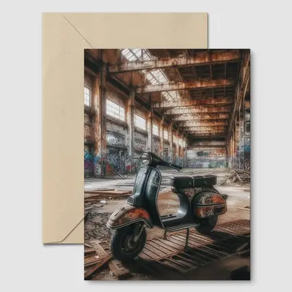 Vintage Vespa Scooter Abandoned Industrial Warehouse