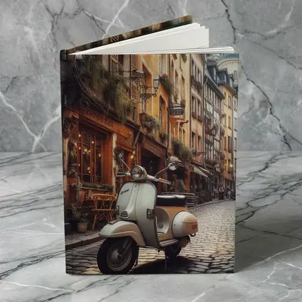 Vintage Vespa Scooter European Cobblestone Street