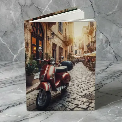 Red Vespa Scooter Italian Cobblestone Street