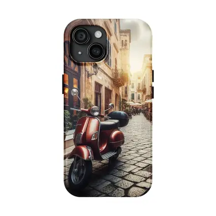 Red Vespa Scooter Italian Cobblestone Street