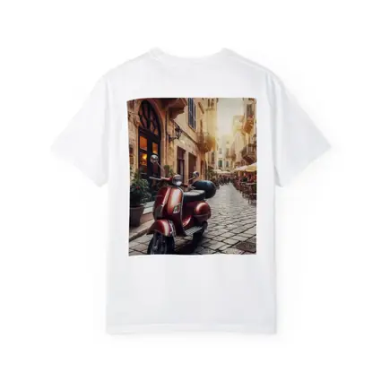 Red Vespa Scooter Italian Cobblestone Street