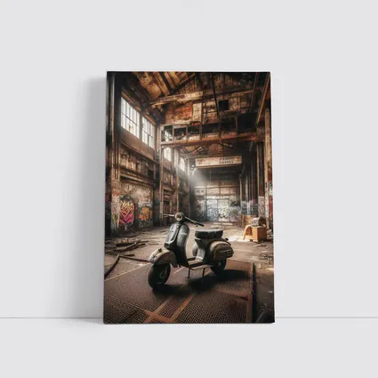 Vintage Scooter Abandoned Industrial Warehouse Graffiti