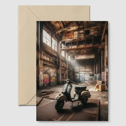 Vintage Scooter Abandoned Industrial Warehouse Graffiti