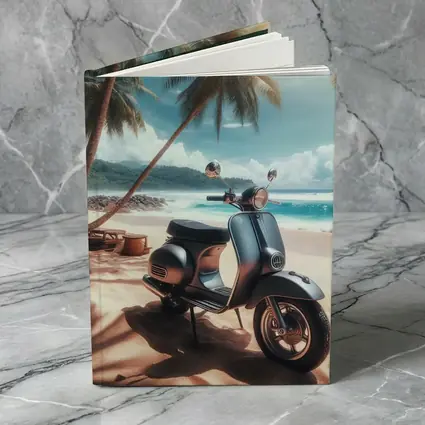 Classic Scooter Parked On Tropical Beach
