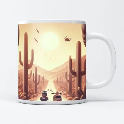 Scooters Desert Road Cactus Sunset Art