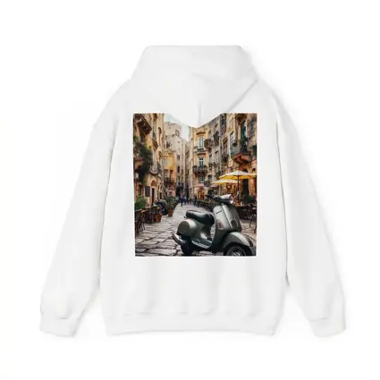 Vespa Scooter Italian Cobblestone Street Scene