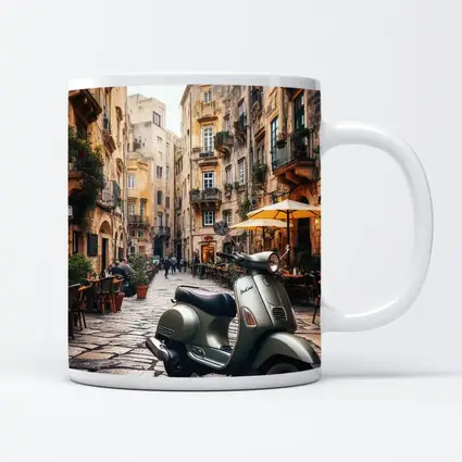 Vespa Scooter Italian Cobblestone Street Scene