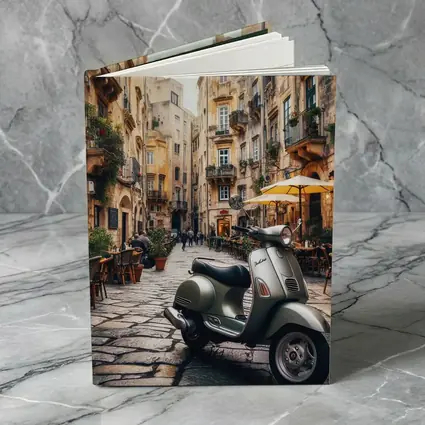 Vespa Scooter Italian Cobblestone Street Scene