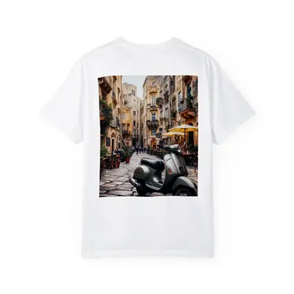 Vespa Scooter Italian Cobblestone Street Scene