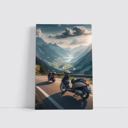 Scooters Parked On Alpine Mountain Road