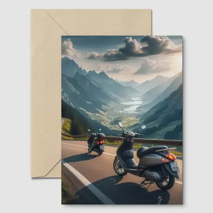 Scooters Parked On Alpine Mountain Road