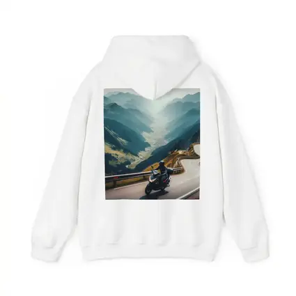 Motorcycle Rider On Alpine Mountain Road