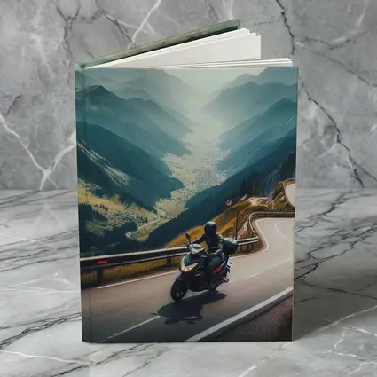 Motorcycle Rider On Alpine Mountain Road