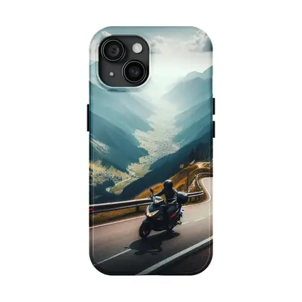 Motorcycle Rider On Alpine Mountain Road