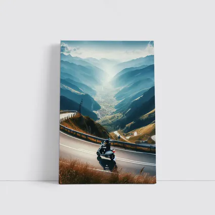 Scooter Rider Winding Mountain Road Valley