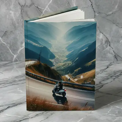 Scooter Rider Winding Mountain Road Valley