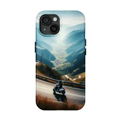 Scooter Rider Winding Mountain Road Valley