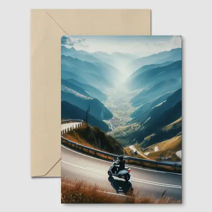 Scooter Rider Winding Mountain Road Valley