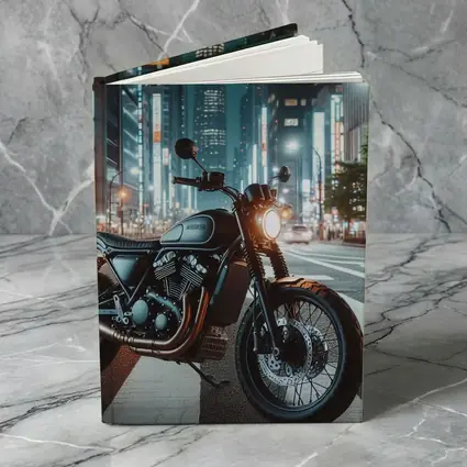 Cafe Racer Motorcycle Glowing City Night Street