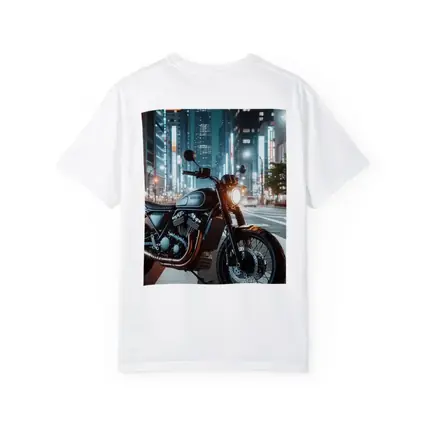 Cafe Racer Motorcycle Glowing City Night Street
