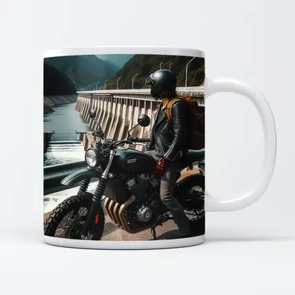 Scrambler Motorcycle Rider by Mountain Dam