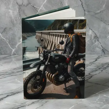 Scrambler Motorcycle Rider by Mountain Dam