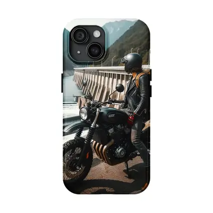 Scrambler Motorcycle Rider by Mountain Dam