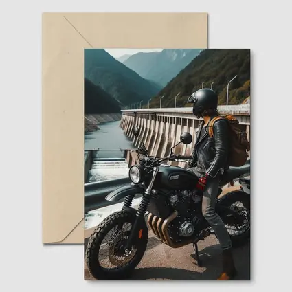 Scrambler Motorcycle Rider by Mountain Dam