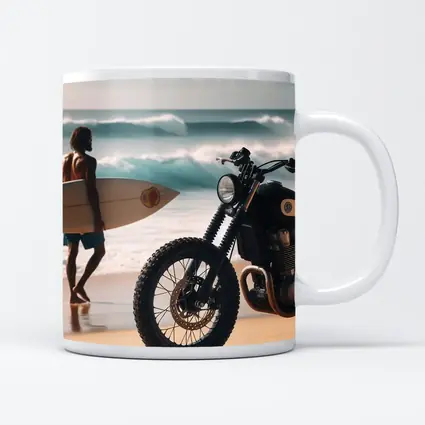 Scrambler Motorcycle Parked On Sunny Beach