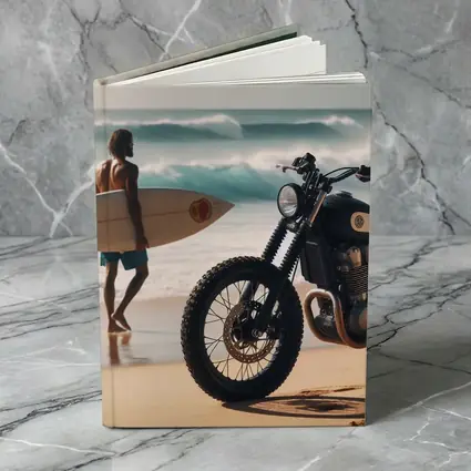 Scrambler Motorcycle Parked On Sunny Beach